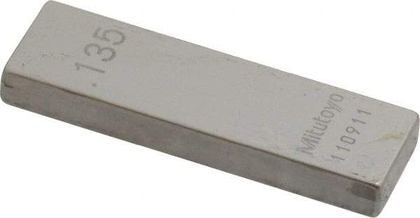 Mitutoyo - 0.135" Rectangular Steel Gage Block - Accuracy Grade 0, Includes Certificate of Inspection - All Tool & Supply