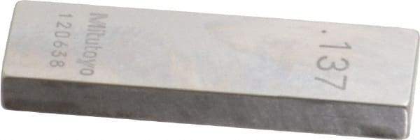 Mitutoyo - 0.137" Rectangular Steel Gage Block - Accuracy Grade 0, Includes Certificate of Inspection - All Tool & Supply