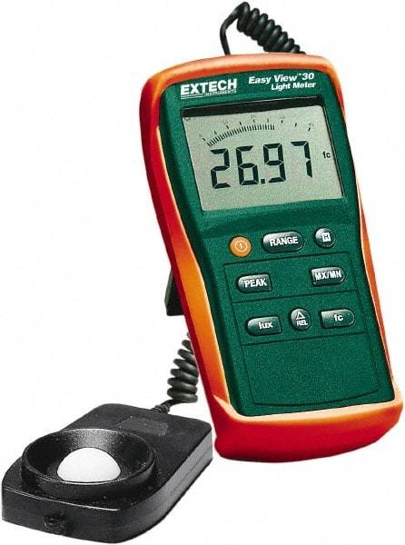 Extech - AAA Batteries, 40 to 40,000 FC, LCD Display, Silicone Photodiode Light Meter - 3 Accuracy, Compatible with All Visible Light Lighting, Built In Memory - All Tool & Supply