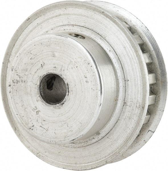 Power Drive - 22 Tooth, 1/4" Inside x 1.381" Outside Diam, Hub & Flange Timing Belt Pulley - 1/4" Belt Width, 1.401" Pitch Diam, 0.438" Face Width, Aluminum - All Tool & Supply