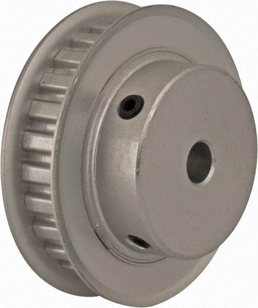 Power Drive - 26 Tooth, 1/4" Inside x 1.635" Outside Diam, Hub & Flange Timing Belt Pulley - 1/4" Belt Width, 1.665" Pitch Diam, 0.438" Face Width, Aluminum - All Tool & Supply