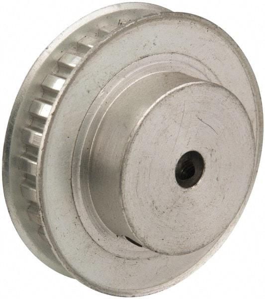 Power Drive - 28 Tooth, 1/4" Inside x 1.763" Outside Diam, Hub & Flange Timing Belt Pulley - 1/4" Belt Width, 1.783" Pitch Diam, 0.438" Face Width, Aluminum - All Tool & Supply