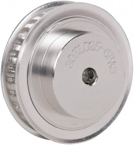 Power Drive - 30 Tooth, 1/4" Inside x 1.89" Outside Diam, Hub & Flange Timing Belt Pulley - 1/4" Belt Width, 1.91" Pitch Diam, 0.438" Face Width, Aluminum - All Tool & Supply