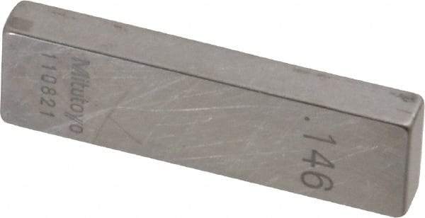 Mitutoyo - 0.146" Rectangular Steel Gage Block - Accuracy Grade 0, Includes Certificate of Inspection - All Tool & Supply