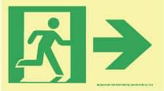 NMC - Right Arrow, Right Side Stick Figure in Doorway (Graphic), Plastic Exit Sign - 8" Wide x 4-1/2" High, Glow-in-the-Dark - All Tool & Supply