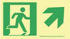 NMC - Right Side Stick Figure in Doorway, Up Right Arrow (Graphic), Plastic Exit Sign - 8" Wide x 4-1/2" High, Glow-in-the-Dark - All Tool & Supply