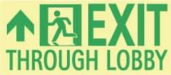 NMC - Exit Through Lobby, Plastic Exit Sign - 16" Wide x 7" High, Glow-in-the-Dark - All Tool & Supply