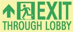 NMC - Exit Through Lobby, Plastic Exit Sign - 16" Wide x 7" High, Glow-in-the-Dark - All Tool & Supply