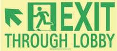 NMC - Exit Through Lobby, Plastic Exit Sign - 16" Wide x 7" High, Glow-in-the-Dark - All Tool & Supply