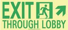 NMC - Exit Through Lobby, Plastic Exit Sign - 16" Wide x 7" High, Glow-in-the-Dark - All Tool & Supply