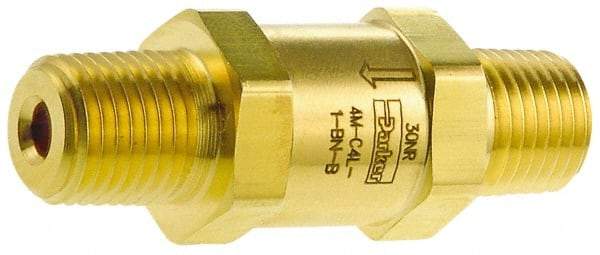 Parker - 1/2" Brass Check Valve - Inline, MNPT x MNPT, 3,000 WOG - All Tool & Supply