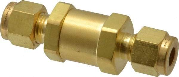 Parker - 1/4" Brass Check Valve - Inline, Comp x Comp, 3,000 WOG - All Tool & Supply