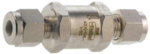 Parker - 3/4" Stainless Steel Check Valve - Inline, Comp x Comp, 6,000 WOG - All Tool & Supply