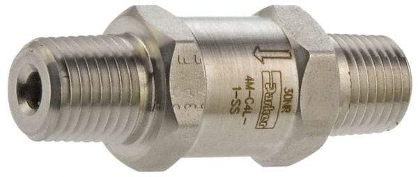 Parker - 3/8" Stainless Steel Check Valve - Inline, MNPT x MNPT, 6,000 WOG - All Tool & Supply