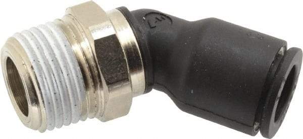 Legris - 3/8" OD, 3/8 NPT, Nylon/Nickel Plated Brass Push-to-Connect Male Elbow 45° - 290 Max psi - All Tool & Supply