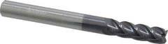 Accupro - 1/4", 4 Flute, Single End, Solid Carbide, 0.015" Corner Radius End Mill - 2-1/2" OAL, 40° Helix, Right Hand Flute, 3/4" LOC, Right Hand Cut - All Tool & Supply