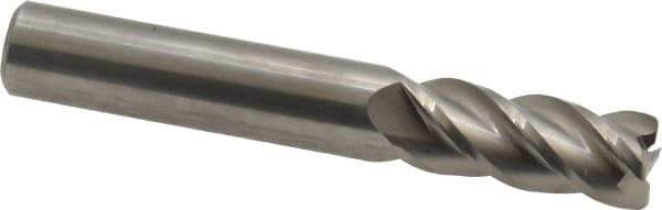 Accupro - 3/8", 4 Flute, Single End, Solid Carbide, 0.03" Corner Radius End Mill - 2-1/2" OAL, 40° Helix, Right Hand Flute, 7/8" LOC, Right Hand Cut - All Tool & Supply