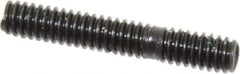 Gibraltar - 1/4-20 1-1/2" OAL Unequal Double Threaded Stud - Carbon Steel, Black Oxide Finish, 7/8" Long Thread Length, 3/8" Short Thread Length - All Tool & Supply