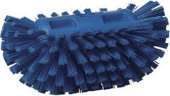 Vikan - 1-1/2" Bristle Length, Polyester Utility Scrub Brush - 5-1/2" Wide Head, 8" OAL, European Threaded Handle, Blue, Polypropylene Block - All Tool & Supply