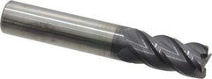 Accupro - 1/2", 4 Flute, Single End, Solid Carbide, 0.015" Corner Radius End Mill - 3" OAL, 40° Helix, Right Hand Flute, 1" LOC, Right Hand Cut - All Tool & Supply