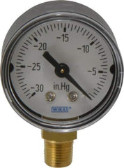 Wika - 1-1/2" Dial, 1/8 Thread, 30-0 Scale Range, Pressure Gauge - Lower Connection Mount, Accurate to 3-2-3% of Scale - All Tool & Supply