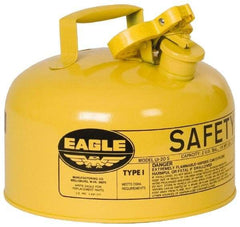 Eagle - 2 Gal Galvanized Steel Type I Safety Can - 9-1/2" High x 11-1/4" Diam, Yellow - All Tool & Supply