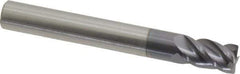 Accupro - 1/4", 4 Flute, Single End, Solid Carbide, 0.015" Corner Radius End Mill - 2" OAL, 40° Helix, Right Hand Flute, 3/8" LOC, Right Hand Cut - All Tool & Supply