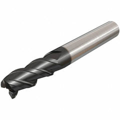 Iscar - 12mm, 25mm LOC, 12mm Shank Diam, 83mm OAL, 3 Flute, Solid Carbide Square End Mill - Single End, TiAlN Finish, Spiral Flute, 45° Helix, Centercutting, Right Hand Cut, Right Hand Flute - All Tool & Supply