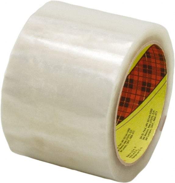 3M - 72mm x 914m Clear Rubber Adhesive Sealing Tape - Polypropylene Film Backing, 1.9 mil Thick, 22 Lb Tensile Strength, Series 371 - All Tool & Supply