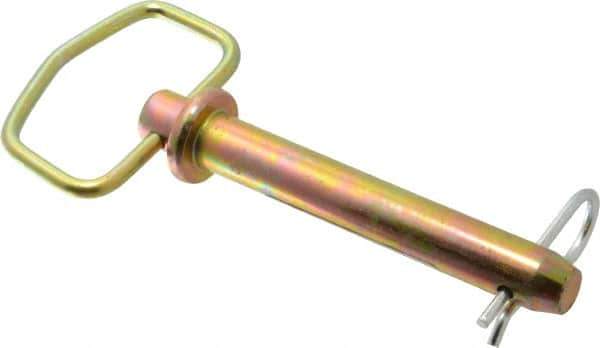 Made in USA - 3/4" Pin Diam, 5" Long, Zinc Plated Steel Pull Ring Hitch Pin - 4-1/4" Usable Length - All Tool & Supply