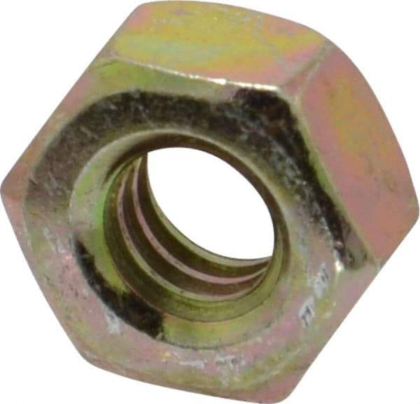 Value Collection - 1/4-20 UNC Steel Right Hand Hex Nut - 7/16" Across Flats, 7/32" High, Zinc Yellow Dichromate Finish - All Tool & Supply