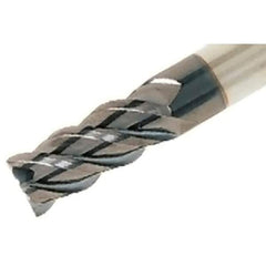 Iscar - 1/2", 1" LOC, 1/2" Shank Diam, 3" OAL, 4 Flute, Solid Carbide Square End Mill - Single End, TiAlN Finish, Spiral Flute, 45° Helix, Right Hand Cut, Right Hand Flute - All Tool & Supply