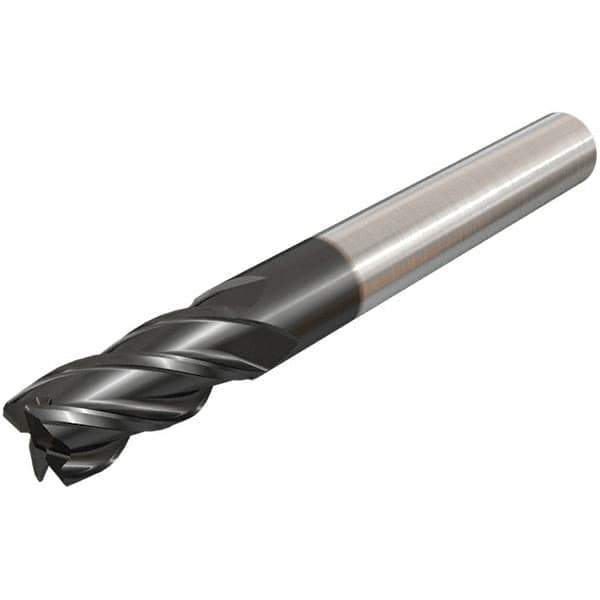 Iscar - 1/2", 4 Flute, Single End, Solid Carbide, 0.02" Corner Radius End Mill - 3" OAL, 38° Helix, Right Hand Flute, 1" LOC, Right Hand Cut - All Tool & Supply