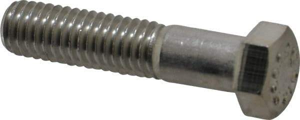 Value Collection - 7/16-14 UNC, 2" Length Under Head Hex Head Cap Screw - Partially Threaded, Grade 316 Stainless Steel, Uncoated, 5/8" Hex - All Tool & Supply