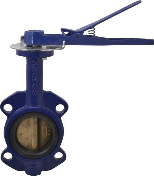 NIBCO - 3" Pipe, Wafer Butterfly Valve - Lever Handle, Cast Iron Body, EPDM Seat, 200 WOG, Aluminum Bronze Disc, Stainless Steel Stem - All Tool & Supply