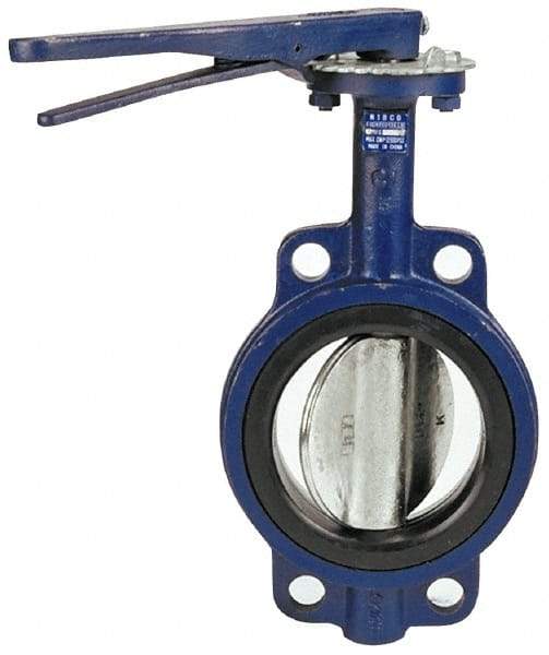 NIBCO - 3" Pipe, Wafer Butterfly Valve - Lever Handle, Cast Iron Body, EPDM Seat, 200 WOG, Ductile Iron Disc, Stainless Steel Stem - All Tool & Supply