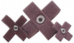 Merit Abrasives - 80 Grit, Medium Grade, Aluminum Oxide Cross Pad - 4" Long x 4" Wide x 1" Thick, 8 Ply, 12,000 Max RPM - All Tool & Supply