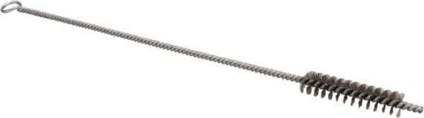 Schaefer Brush - 3" Long x 5/8" Diam Stainless Steel Long Handle Wire Tube Brush - Single Spiral, 15" OAL, 0.006" Wire Diam, 3/8" Shank Diam - All Tool & Supply
