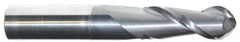 Accupro - 1/2" Diam, 3" LOC, 2 Flute Solid Carbide Ball End Mill - AlTiN Finish, Single End, 6" OAL, 1/2" Shank Diam, Spiral Flute - All Tool & Supply