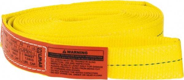 Lift-All - 14' Long x 2" Wide, 6,400 Lb Vertical Capacity, 1 Ply, Polyester Web Sling - 5,000 Lb Choker Capacity, Yellow - All Tool & Supply