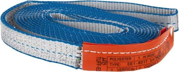 Lift-All - 16' Long x 1" Wide, 1,600 Lb Vertical Capacity, 1 Ply, Polyester Web Sling - 1,250 Lb Choker Capacity, Silver (Color) - All Tool & Supply