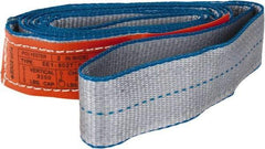 Lift-All - 8' Long x 2" Wide, 3,200 Lb Vertical Capacity, 1 Ply, Polyester Web Sling - 2,500 Lb Choker Capacity, Silver (Color) - All Tool & Supply