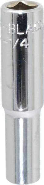 Blackhawk by Proto - 1/4", 1/4" Drive, Deep Hand Socket - 6 Points, 2" OAL, Chrome Finish - All Tool & Supply