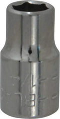 Blackhawk by Proto - 1/4", 1/4" Drive, Standard Hand Socket - 6 Points, 1" OAL, Chrome Finish - All Tool & Supply