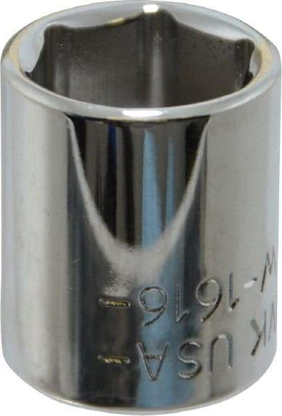 Blackhawk by Proto - 1/2", 1/4" Drive, Standard Hand Socket - 6 Points, 1" OAL, Chrome Finish - All Tool & Supply