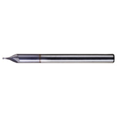 ‎0.021″ Dia. × 1/8″ Shank × 0.04″ DOC × 1-1/2″ OAL, Carbide TiCN, Spiral , 2 Flute, CW Helix, Ballnose End Mill - Exact Industrial Supply