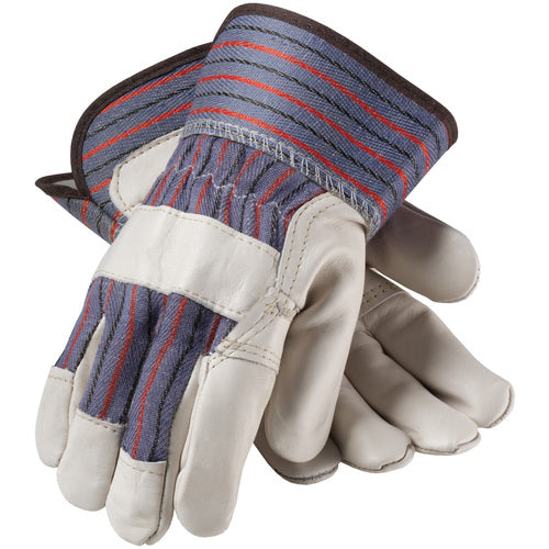 ‎87-1563P Grain Leather Palm Gloves - Top Grain Cowhide - Econ Grade - Gunn Cut - Reinforced Palm - SC - Exact Industrial Supply