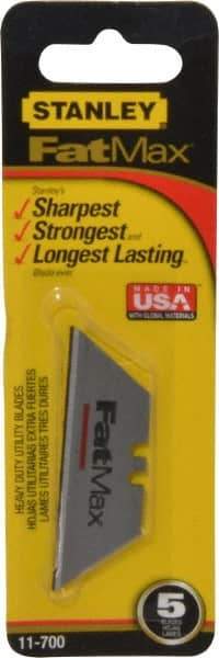 Stanley - 5 Piece High Carbon Steel Utility Knife Blade - 2-7/16" OAL, 0.024" Blade Thickness - All Tool & Supply