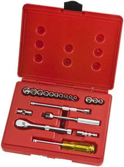 Proto - 19 Piece 1/4" Drive Full Polish Finish Socket Set - 6 Points, 3/16" to 3/8" Range, Inch Measurement Standard - All Tool & Supply