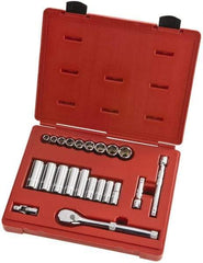 Proto - 22 Piece 3/8" Drive Full Polish Finish Deep Well Socket Set - 6 Points, 1/4" to 3/4" Range, Inch Measurement Standard - All Tool & Supply